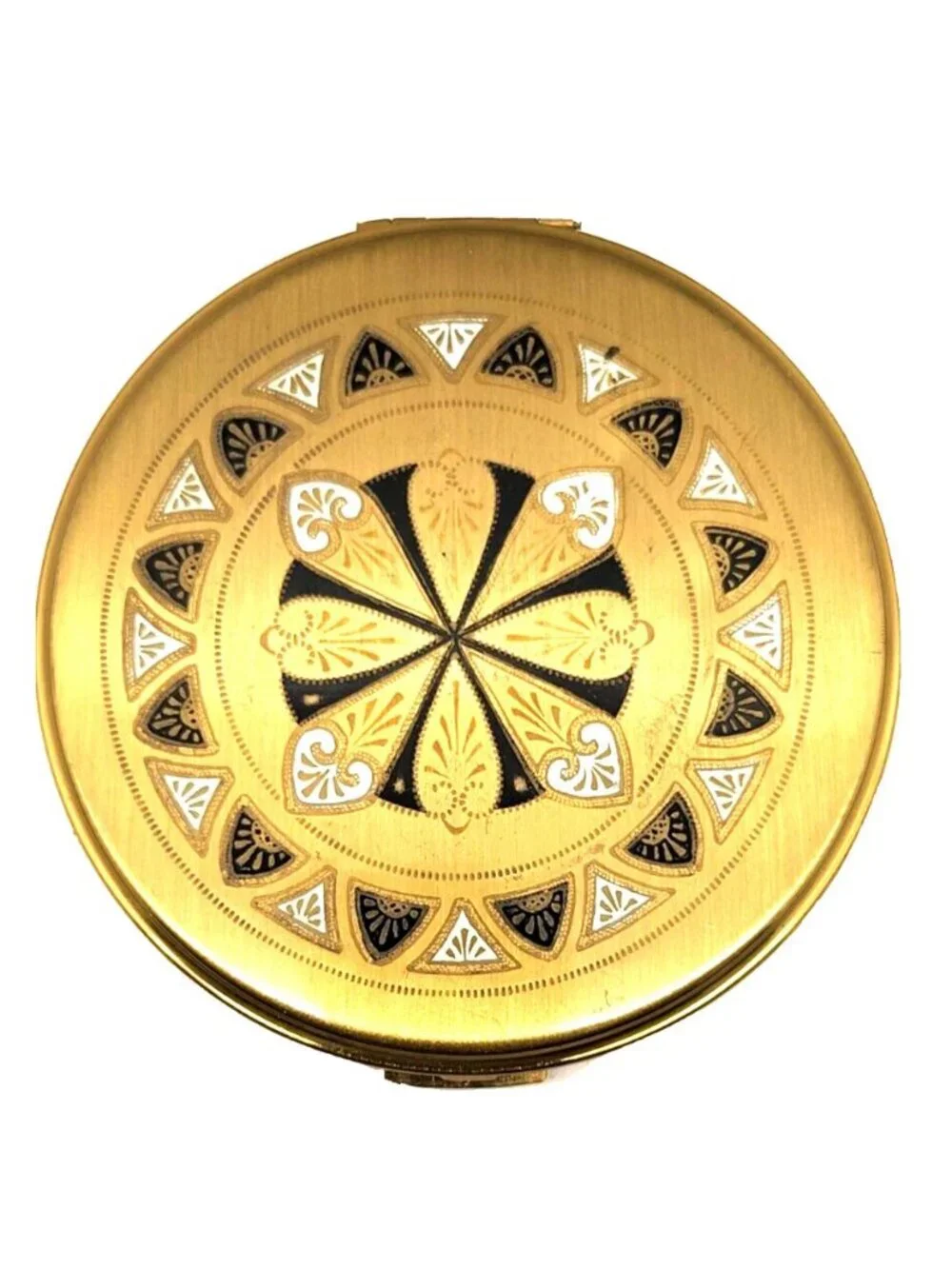 Powder Compact Gold-Tone Art Deco Bell Fifth Avenue (2 Section Mirror & Powder)